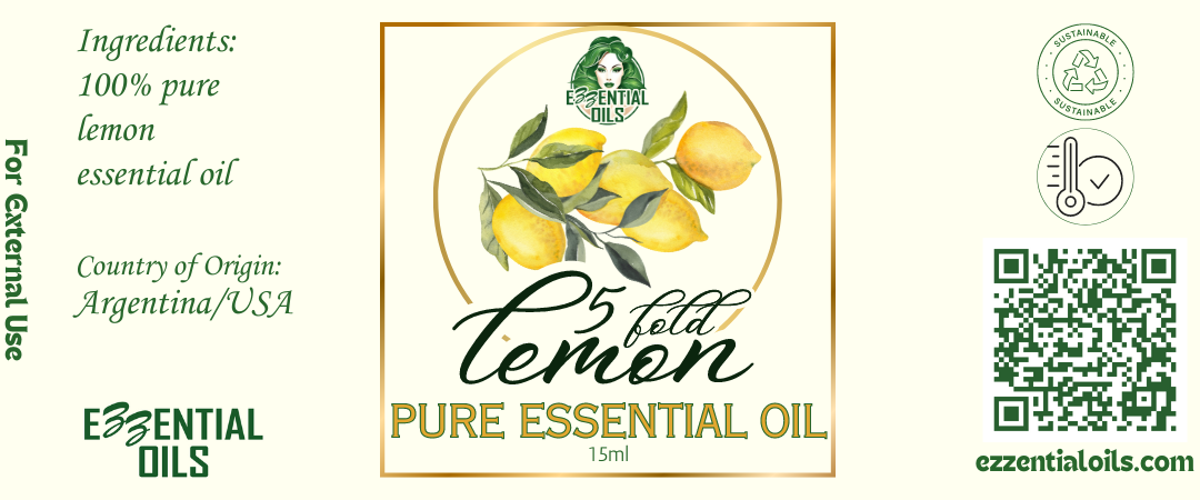 Pure Lemon (5 Fold) Essential Oil 15ml