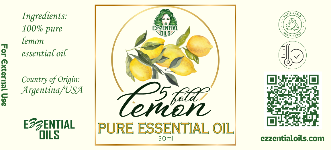 Pure Lemon (5 Fold) Essential Oil 30ml